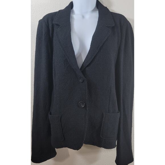 J. Jill Black Notched Collar 2 Button Closure Blazer Medium Lightweight Pockets - Picture 1 of 6